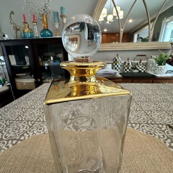 Mette Ditmer Denmark Glass and Gold trim Decanter Carafe 10” With Cover Vintage - Picture 4 of 10